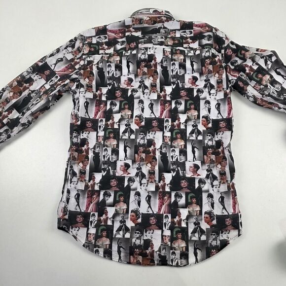 Audrey Hepburn Print Eight X Premium Slim Fit Button Down Shirt Mens Medium - Picture 8 of 8